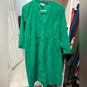Croft&Barrow green corduroy mid length dress